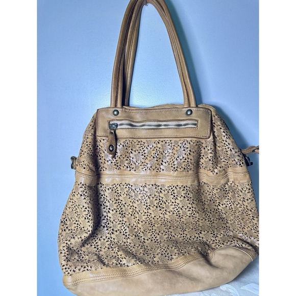 ERRELLEVENTIDUE Brown LEATHER PERFORATED Shoulder Bag MADE IN ITALY